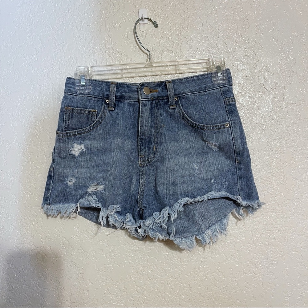 OAK+FORT/ denim cutoff light wash shorts size small